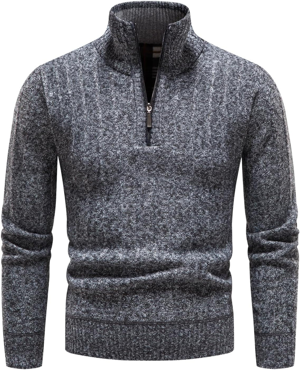 Quarter Zip Sweater Men’s Pullover Sweaters Knit Long Sleeve Sweater Mens