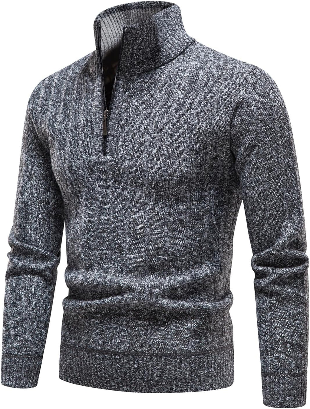Quarter Zip Sweater Men’s Pullover Sweaters Knit Long Sleeve Sweater Mens