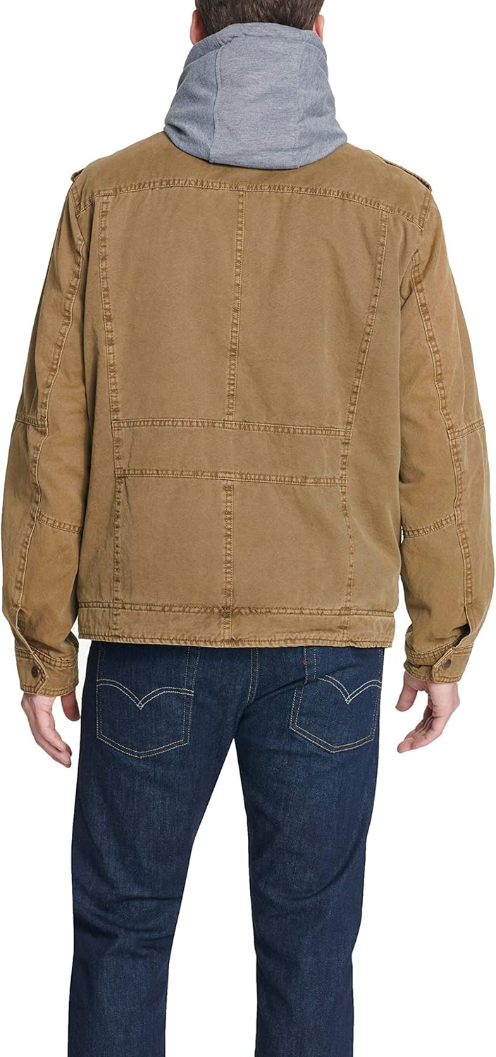Men’s Washed Cotton Hooded Military Jacket